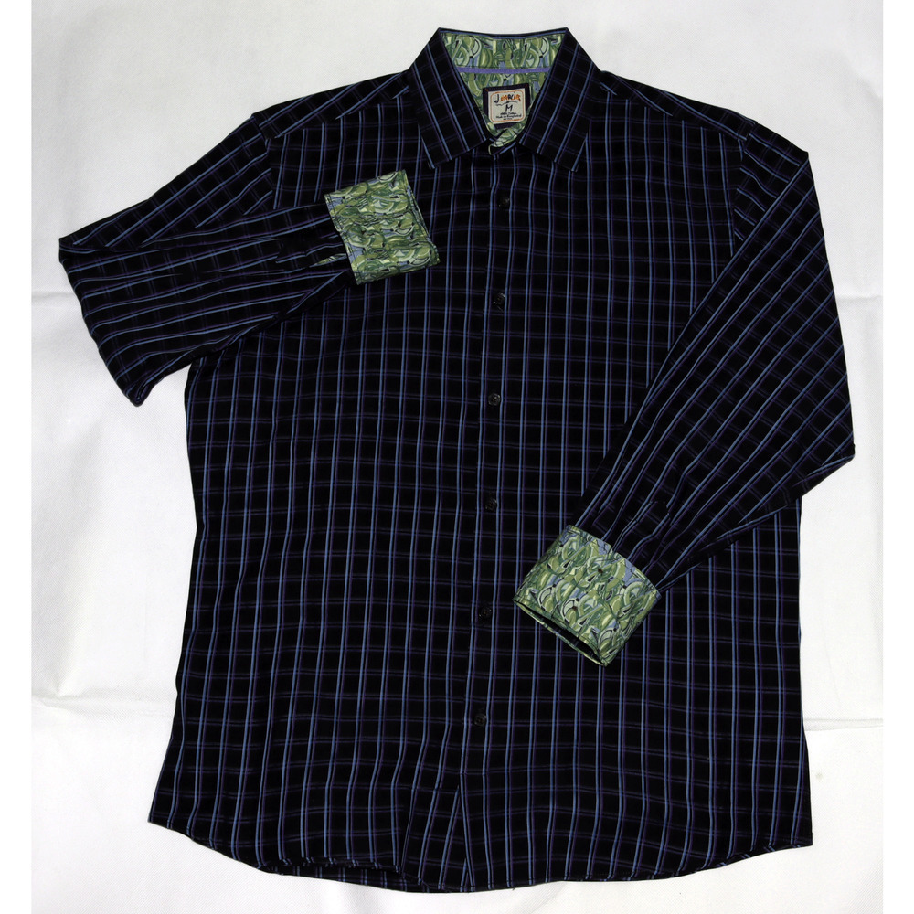 J. Garcia Men's Long Sleeve Button Front Flip Cuff Shirt Size Medium